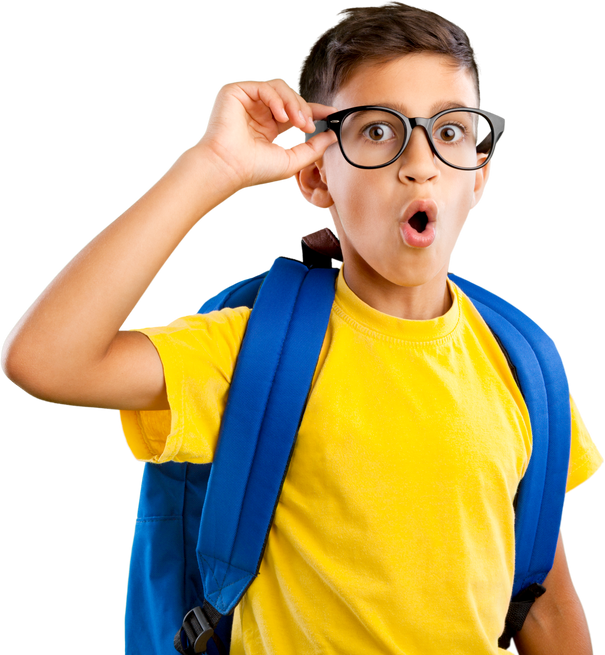 Boy with Backpack and Glases 